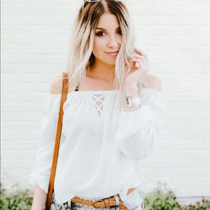 White Charlotte Russe Off the Shoulder Summer Top